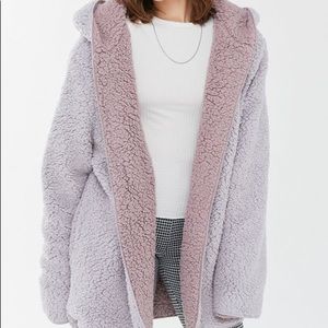 BDG Carmella Reversible Hooded Lilac Teddy Jacket